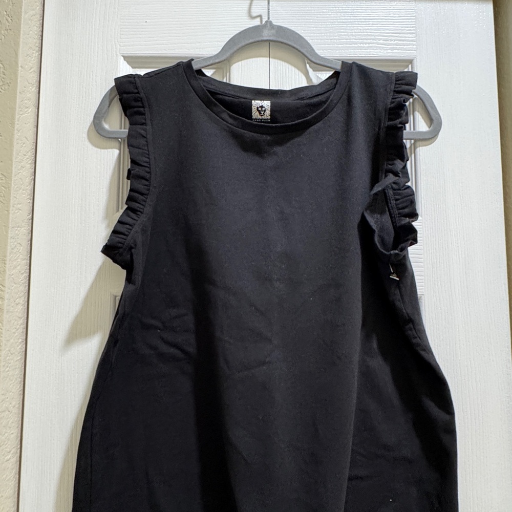 Anne Klein Black Ruffle Sleeve Top